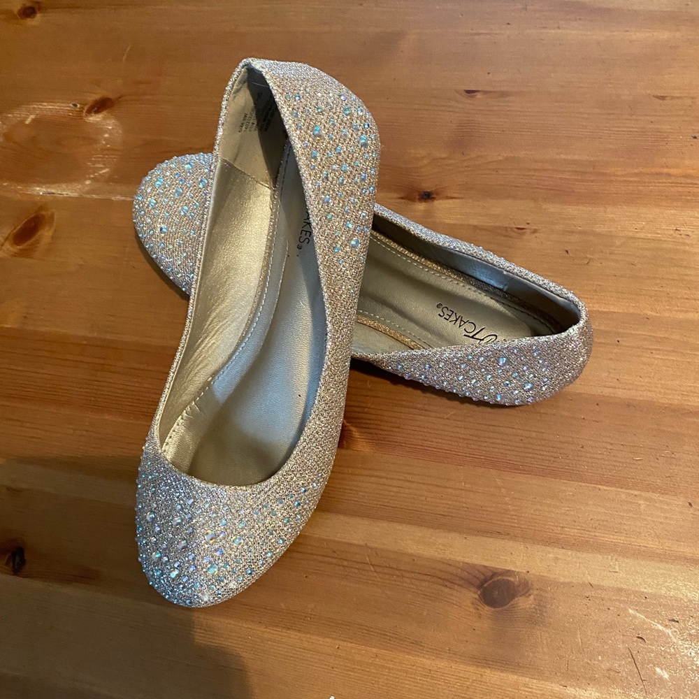 Rose gold sparkle flats